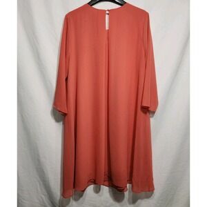 Eva Mendes Womens Coral Sheer Fully Lined 3/4 Sleeve‎ Dress Size Medium